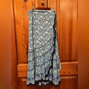 Lilly Pulitzer NWT Alaina Maxi Wrap Ruffled Skirt Whisper Blue Size L